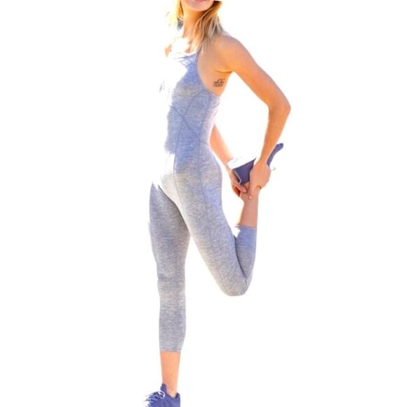 Free People Side To Side Performance Jumpsuit In Heather Gray - Picture 3 of 5